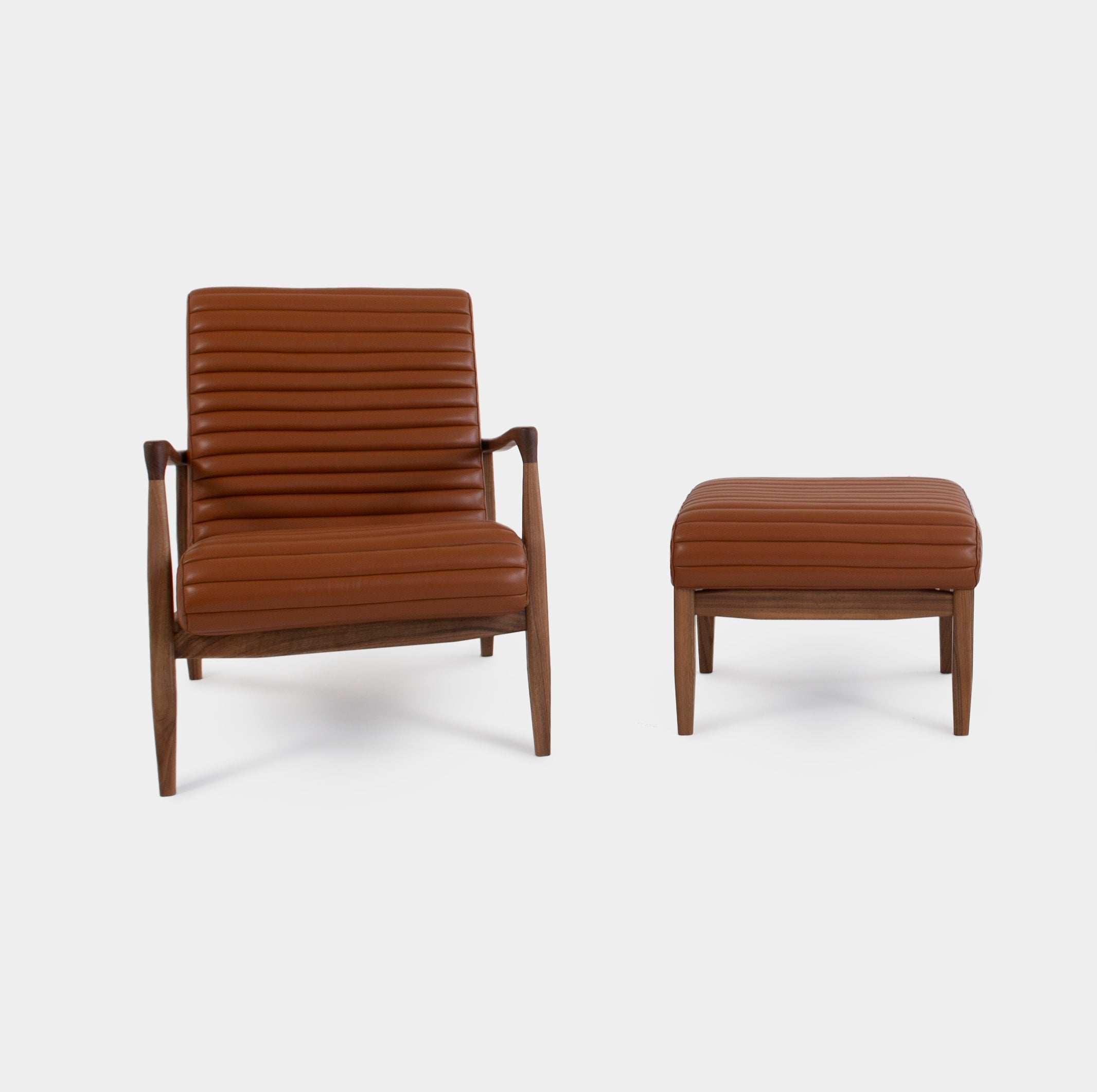 Modern Armchair and Ottoman in Spanish Leather or Wool | LAICA Armchair-Hardman Design